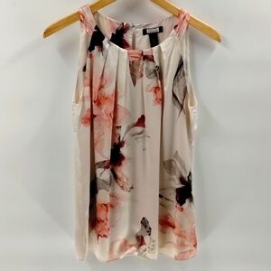 WHBM pink floral sleeveless halter blouse size 6 satin feel White House